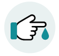 Hand with finger prick and blood droplet icon
